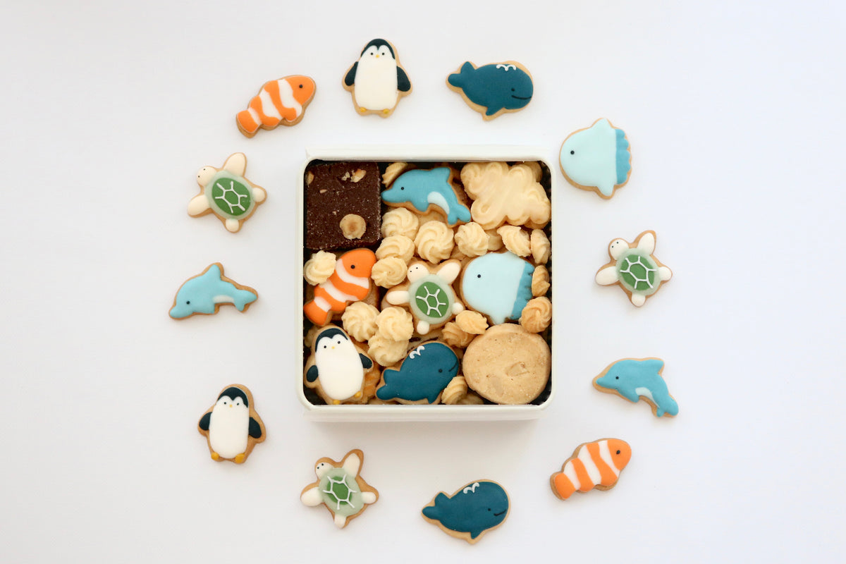 定番！海の生き物たちのクッキー缶
